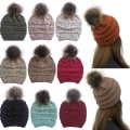 Miniatyrbillede 2 af 5: Vinterhue strikket hue konfetti varm pompom hue til kvinder sort Dark Gray