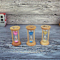 Miniatyrbillede 2 af 3: Mini Sand Timer - Træ Timeglas Timer Træ Maling Værktøj Til Hjem Og Restaurant 3 Minutter Pink