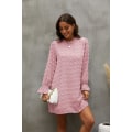 Pikkukuva 2 / 5: Kupla pitkähihainen sifonki jacquard-pohjainen mekko Pink XL