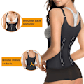 Miniatyrbillede 3 af 5: Kvindernes Brystkorset Taljetræner, Body Contouring Vest Rem Med Justerbare Skulderstropper Sort 4XL