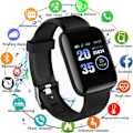 Miniatyrbillede 2 af 5: Smart armbånd beskedpåmindelse farveskærm hjertefrekvens Bluetooth træningsmåler smartwatch sort
