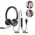 Miniatyrbild 1 av 4: Pc Usb-headset, datorheadset med brusreducering, kontorshörlurar med mikrofon