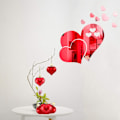Miniatyrbilde 2 av 5: 12 Valentinsdag og julehjerteformede ornamenter, 2 forskjellige stiler av hjerteformede baller, juletre hjerteformede ornamenter (rød)
