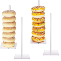 Miniatyrbilde 1 av 5: 4 stk firkantet base akryl donuts stativ dekorativ smultring bagels display rack holder for bursdag bryllup bankett (15 tommer*2 10 tommer*2)