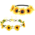 Miniatyrbilde 1 av 4: 2 stk Solsikke Hodebånd Solsikke Hårkrans Stretch Blomster Blomster Hodeplagg