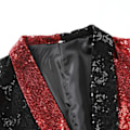 Miniatyrbild 4 av 5: Glitterblazer med paljetter för män, en knapp, spetsig krage, smokingjacka, svart och black and Red XXL