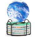 Miniatyrbillede 1 af 5: Nordisk Marmor Coaster Absorberende Keramisk Coaster Termisk Isolering Marmor Coaster Kork Bund Rund Coaster