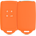 Miniatyrbillede 1 af 3: Orange nøglebeskyttelse til Renault Smart Key 4-knapper (kun Keyless Go) - Blødt silikoneetui med nøglering - Mørkeblå