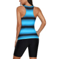 Miniatyrbild 3 av 5: Dam 2023 Plus Size Tankini Badkläder Rash Guard Capribyxor Atletisk Tvådelad Baddräkt Badkläder Blå Xl