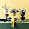 Miniatyrbillede 4 af 4: Blomsterkrukker Sukkulenter Vase Græsk Statue Blomsterkrukker Hjem Have Dekoration BLACK