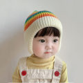Miniatyrbilde 4 av 5: Barnehatter, høst og vinter koreansk stil strikkede hatter, fargerike ullhatter, varme ørebeskyttelseshatter for jenter og gutter, trendy genserhatter