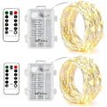 Miniatyrbillede 1 af 5: 2 x 50 LED-batteridrevne lyskæder, 5 meter mikro sølvkabel 3AA vandtæt batteridrift med 8 program fjernbetjening varm hvid