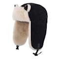 Miniatyrbillede 1 af 5: Børne Bomber Russisk Hat Vinter Varm Blød Cordfløjl Faux Fur Ushanka Kosak Flyverhjelm Hat Cap Til Dreng Black