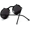 Pikkukuva 3 / 4: Miesten Unisex Aurinkolasit Käännettävät Linssit Pyöreät Silmälasit Black Frame Black Lenses