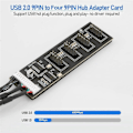 Miniatyrbillede 4 af 5: 9-Pin USB Header Splitter med SATA Strømkabel, Intern USB Hub Udvidelse USB 2.0 Splitter Konnektor til Bundkort
