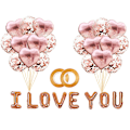 Miniatyrbild 1 av 3: 30-pack med \"I Love You\"-ballonger, 10-tums konfettiballonger i latex och folieballonger i hjärtform Rose Gold