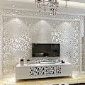 Miniatyrbillede 1 af 4: Europæisk stil luksus damask non-woven 3d tapet simpelt præget væg rulle papir lodret soveværelse hjem dekoration Silver gray