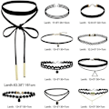 Miniatyrbilde 5 av 5: 10 stk choker-kjede for kvinner og jenter, svart klassisk fløyel stretch gotisk
