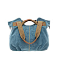 Miniatyrbillede 1 af 5: Dames Canvas Tote Bulk Wallet Tote Retro Casual Rygsæk, Blå