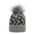 Miniatyrbilde 1 av 3: Strikket lue for kvinner - Myk og varm vinterlue med tykk kabelstrikk - Svart Light Grey