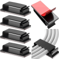 Miniatyrbillede 1 af 5: (Sort) 10 stk. selvklæbende, kabelstyring, understøttelse, holdbar klipsstyring, til tv, pc, bærbar computer, ethernet-kabel, hjem, kontor