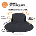 Miniatyrbillede 3 af 5: Unisex bredskygget hat, Upf 50+ vandtæt solbeskyttelse, sommer UV-beskyttelse Boonie Hat Dark Grey