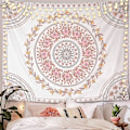 Miniatyrbild 2 av 5: Mandala-väggbonad, estetisk, boho-väggbonad, rosa blommig medaljong-väggbonad, bohemisk väggkonst, hippie-dekor för sovrum, vardagsrum, sovsal