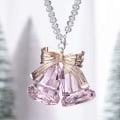 Miniatyrbillede 5 af 5: Jul Krystaller Dobbelt Klokke Ornament Krystal Klokker Hjem Indretning Pink