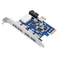 Pikkukuva 1 / 5: PCI-E Laajennuskortti 4 Porttia Taka USB3.0+Sisäänrakennettu 19PIN 4PIN USB3.0 5Gbps Työpöydän Laajennuskortti BTC Louhintaan