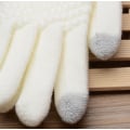 Miniatyrbilde 2 av 5: par med berøringsskjermhansker for kvinner, vinterstrikket plysj jacquard tykk sklisikker varm fasjonabel, beige vinterhansker