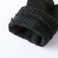 Miniatyrbillede 4 af 5: 2 par nye rene sorte strikkede uld halvfinger varme handsker til efterår og vinter herre fingerløse halvskårne arbejds skrivehandsker til kvinder