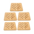 Miniatyrbillede 4 af 8: 5 stk Bambus Hot Pad Bordsmåtte Bambus Trivet Gryde Måtte Varmebestandig til Varme Retter Gryde Skål Tekande Kvadratisk 15CM