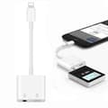 MH80Y Lightning 8Pin till 3.5mm+Lightning 8Pin Adapterkabel Stöd Laddning Ljud Samtal för iPhone