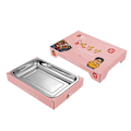 Miniatyrbilde 2 av 8: Kullgrill for engangsbruk, kompakt, avtakbar, bærbar grill i rustfritt stål for utendørs camping, rosa (med 30 kull)