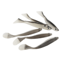 Miniatyrbillede 2 af 8: 6 stk. 10 cm Bløde Fiskeriagn 2 Farver T-Hale Kunstigt Agn med Sort Ryg til Saltvands- og Ferskvandsfiskeri