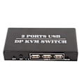 Miniatyrbilde 7 av 8: DisplayPort KVM-bryter 2 porter 4K 60Hz Dual Mode Aluminiumlegering Plug and Play KVM-switcher for tastatur mus 100‑240V EU-plugg 100‑240V