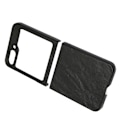Miniatyrbillede 8 af 8: Foldbar Skærm Telefon Beskyttende Læder Etui Anti Rids Stødsikker Mobiltelefon Etui til Galaxy Z Flip 5 Sort Læderstruktur