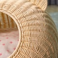Miniatyrbillede 8 af 8: Katteseng Sød Katteøre Imiteret Rattan Håndvævet Åndbar Alle Sæsoner Vaskbar Halvlukket Kattehuse til Indendørs 38x38cm / 15.0x15.0in Beige