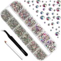 Kristall AB Strass, Flatback Ädelstenar Rund Kristall Strass Kit 6 Storlekar (Klar AB)