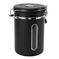 Miniatyrbilde 2 av 8: Kaffeboks 1800ml 304 Rustfritt Stål Vindusdesign Enveis Ventil med Skje Lufttett Kaffebeholder for Kaffebønner Matt Svart