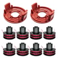 For AL-KO GTE 350/GTE 450/GTE 550 Grass Trimmer 8 Wire Spools with 2 Spool Caps, 112966