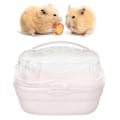 Miniatyrbilde 3 av 8: Hamsterbærkasse Bur Bærbar Lett Lite Dyr Bærkasse for Utendørs Reise Lys Kirsebærrosa
