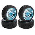 Miniatyrbilde 2 av 8: 4 stk RC-hjul og dekksett aluminium hjulnav gummidekk for HSP 94122 94123 TT01 WF06 1/10 RC bil crawler blå