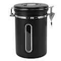 Miniatyrbilde 7 av 8: Kaffeboks 1800ml 304 Rustfritt Stål Vindusdesign Enveis Ventil med Skje Lufttett Kaffebeholder for Kaffebønner Matt Svart