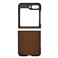 Miniatyrbillede 3 af 8: Foldbar Skærm Telefon Beskyttende Læder Etui Anti Rids Stødsikker Mobiltelefon Etui til Galaxy Z Flip 5 Sort Læderstruktur