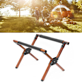 Miniatyrbillede 6 af 8: Foldbar Køleboks Stativramme Aluminium Legering Justerbar Foldbar Bærbar Udendørs Camping Isboks Stativ Holder Træ Korn Farve