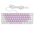 Miniatyrbild 1 av 8: Speltangentbord USB 61 Tangenter Ergonomisk Kontrastfärg 6 RGB Bakgrundsbelysningslägen Trådbundet Tangentbord för Dator Bärbar Dator Vit Lila