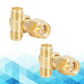 Miniatyrbillede 4 af 8: 2 stk. SMA Han til Han Dobbelt Pass Adapter 2 stk. SMA Hun til Hun Dobbelt Pass Konnektor Gylden
