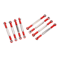 Miniatyrbillede 2 af 8: 8 stk metal justerbar styrestang aluminiumlegering servostang trækstang til WPL C14 C24 B14 MN D90 D91 Rød