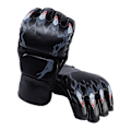 Miniatyrbillede 3 af 8: Kampsport Handsker Sort Tigerklo Design Tykkere Læder Latexforing Halvfinger Boksehandsker til Træning